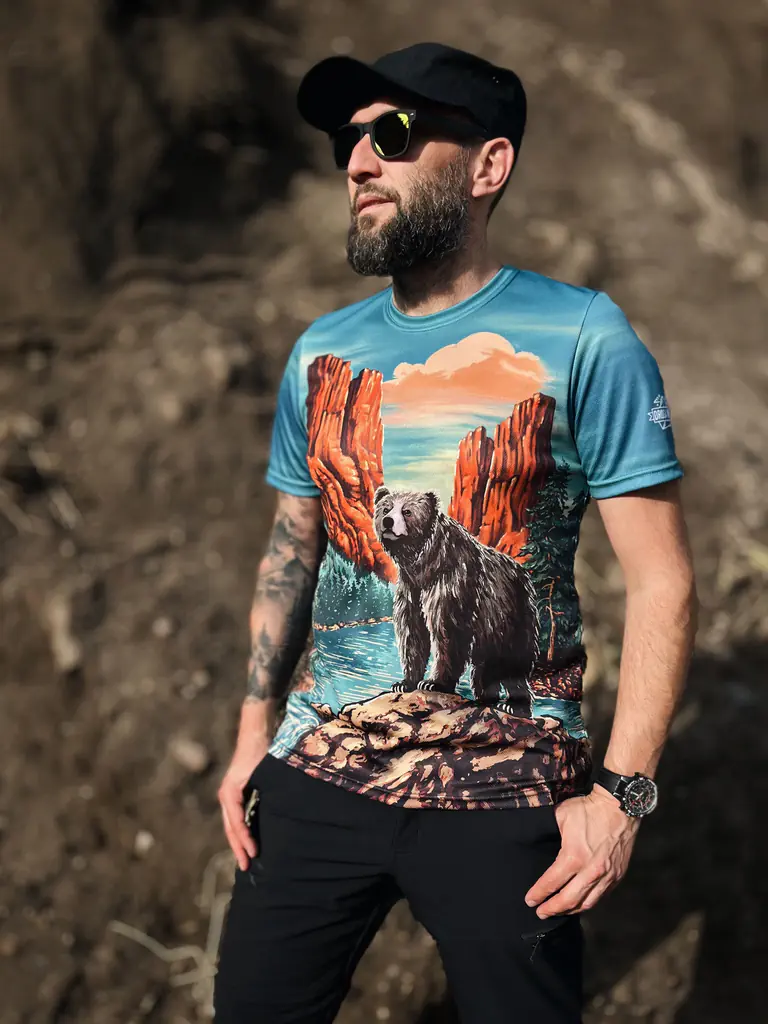męska koszulka górska niedźwiedź