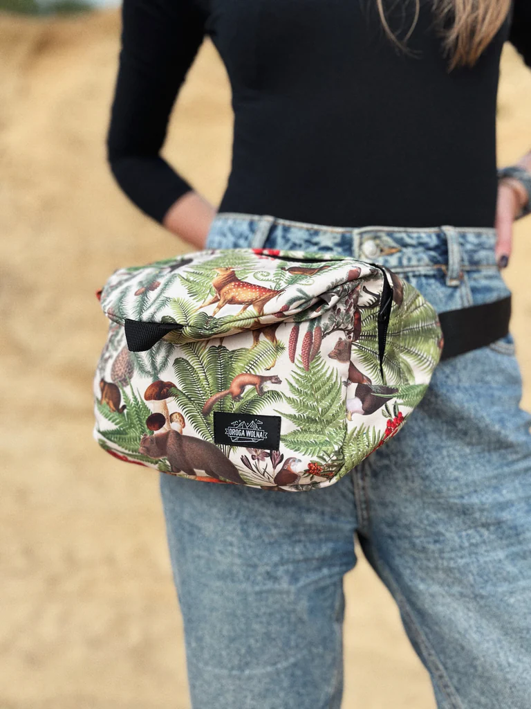 duża nerka saszetka motywy leśne