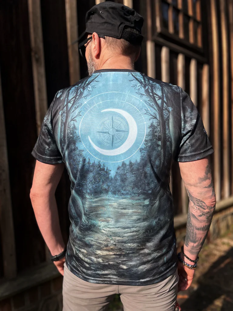 męska koszulka baśń las księżyc
