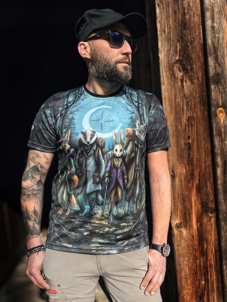 męska koszulka las zwierzęta