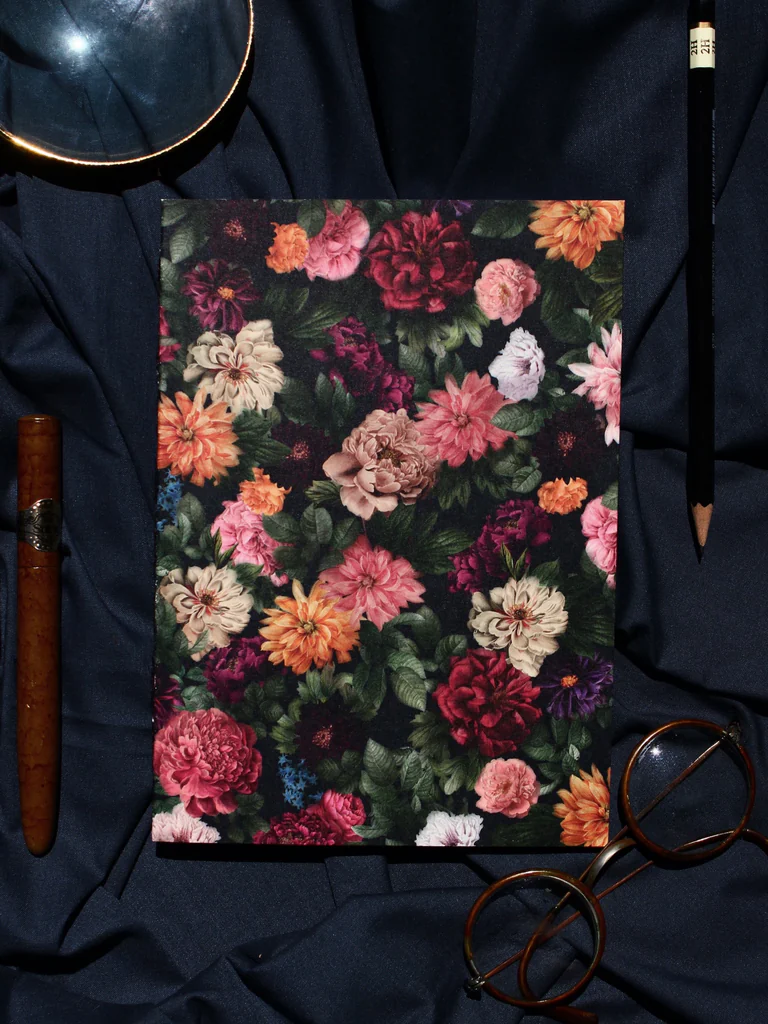 notes kajet w kwiaty retro